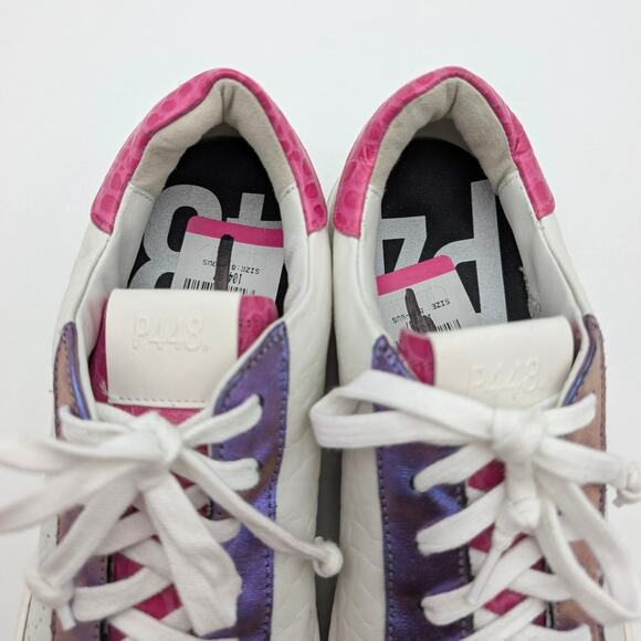 P448 Thea Platform Sneaker Shoes Lace-Up Women's Multi/White Size US8.5 EU39 - Picture 4 of 12